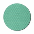 thumbnail image 1 of Modern Mouse Pad for Computers, Geometrical Line Art Waves Oval Shapes Optical Illusion Pattern, Round Non-Slip Thick Rubber Modern Gaming Mousepad, 8" Round, Pale Orange Turquoise, by Ambesonne, 1 of 2