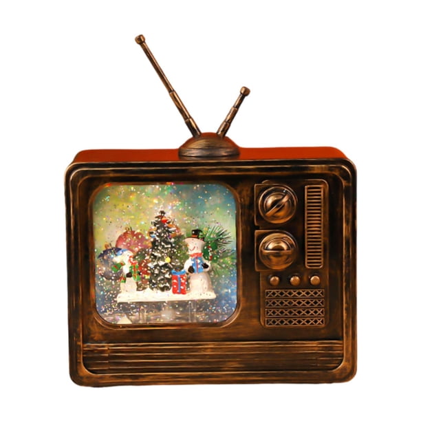 Decoración navideña, caja de música iluminada, Control de TV, decoración de mesa navideña para regalos de año Nuevo, estante para mesa de centro