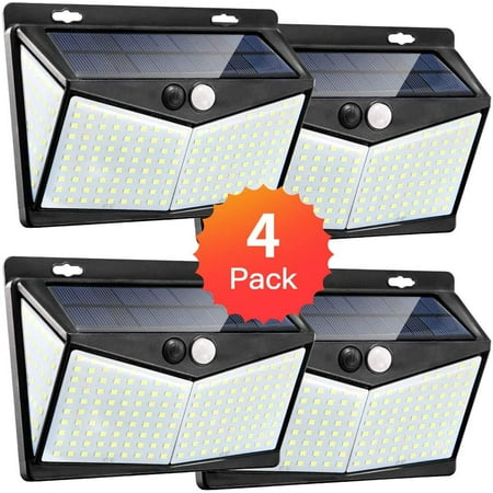 

Solar Lights Outdoors 208 LED/3 Modes exgreem Security Motion Sensor Night Lights Wire-Free IP65 Waterproof Solar LED Light for Garden Fence Patio Garage and Stairs (4 Pack)