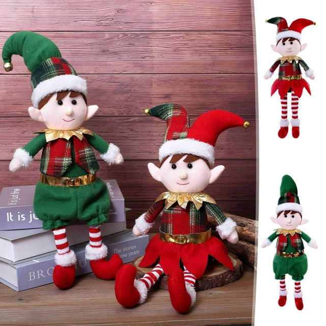 Fiudx Figura Navideña de Patas Largas, Tela Suave, Decoración Versátil para El Hogar o La Oficina, Colores Vibrantes, Espíritu Festivo, Tamaño 27 X 15 X 9 Cm.