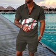 thumbnail image 3 of Vedolay Shorts Tracksuit Men's 2 Pieces Shirt Set Short Sleeve Fashion Summer Tracksuits Casual Set,Dark Gray XXL, 3 of 5