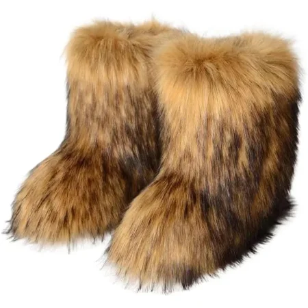 

Women Faux Fur Boot Furry Fluffy Snow Boot Short Boots Warm Comfortable Outdoor Flat Shoes