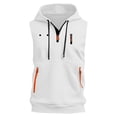 thumbnail image 3 of CIENVNSTG Mens Tank Quarter Zip Pullover Hoodies Workout Gym Athletic Running Casual Fashion Hoodie Sleeveless Summer Outfits White XL, 3 of 4