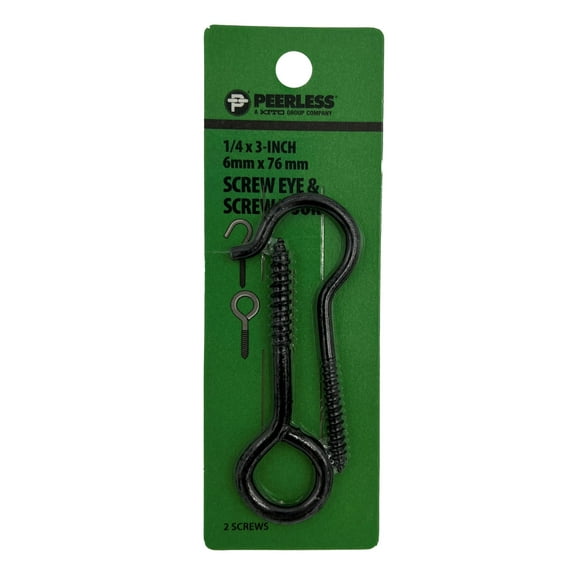 (1 pack) Black Screw Eye & Screw Hook Set, Steel, Peerless Chain Company, #4718838