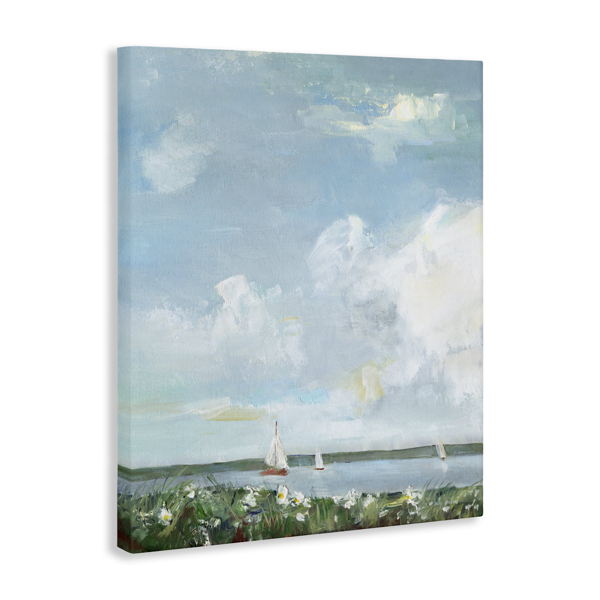 Stupell Industries Seaside Sailing Under Clouds Canvas Wall Art, design by Sally Swatland