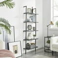 thumbnail image 2 of Danya B. Everett 5-Tier Open Display Stand Wall Mount Modern Metal Frame Ladder Shelf - Black/Black, 2 of 13