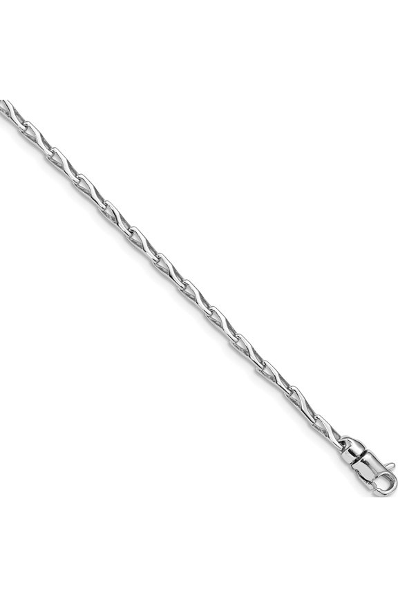14K White Gold 2.75mm Hand-Polished Fancy Link Bracelet (7.25 X 2.75) Made In Peru wlk705-7.25