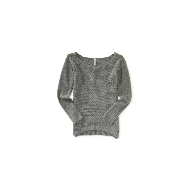 Aeropostale suéter de punto para mujer, gris, grande Aeropostale Tejer