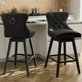 thumbnail image 3 of TEWLOSS 30" Swivel Bar Height Bar Stools with Back Set of 2, Black Velvet Kitchen Stools, 3 of 10