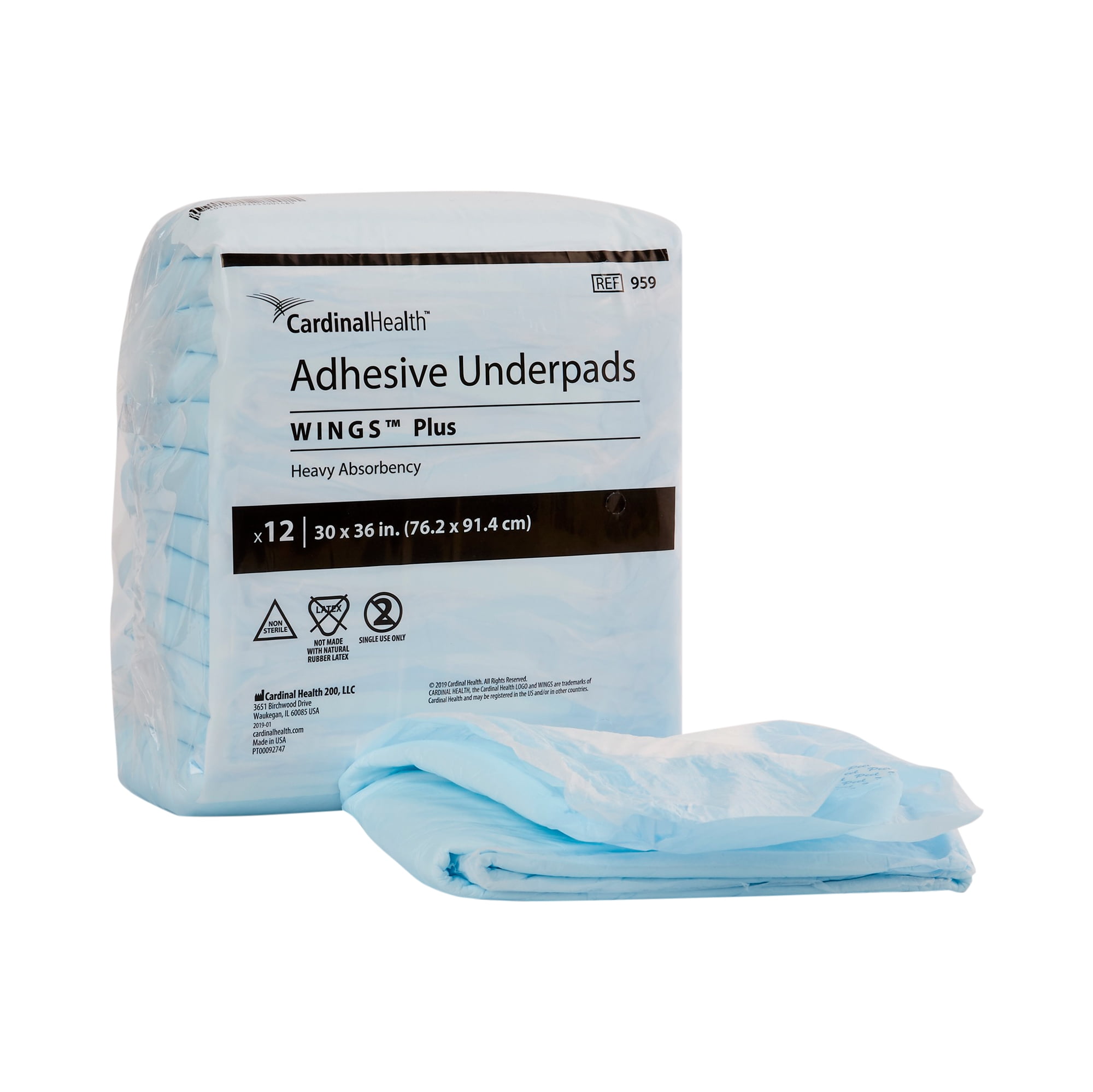 Cardinal Health Adhesive Underpads, Heavy Absorbency, 30 X 36 Inch, 72