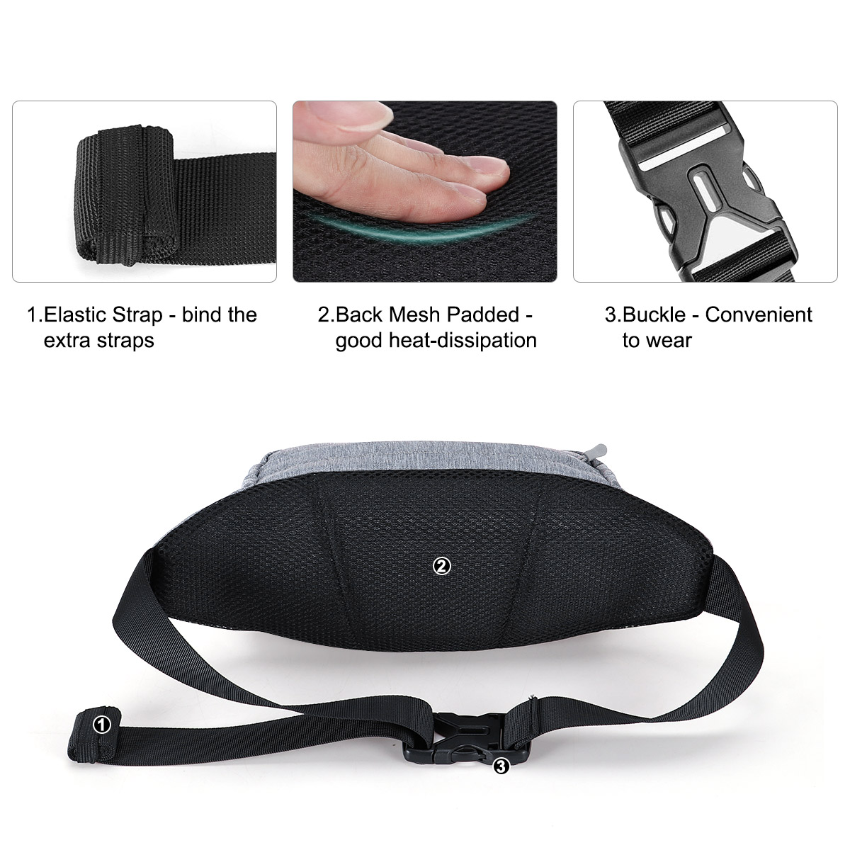 HAWEE Unisex Fanny Pack-Crossbody Sling Backpack Running Waist Pack Belt Hip Bag for Travel Sport Hiking Cycling - image 3 of 6
