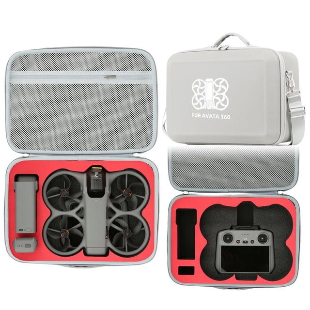 Étui de Transport Imperméable pour DJI Avata 360 Fly More Combo, Sac de Rangement Portable avec Intérieur Rouge, Boîte de Voyage Antichoc pour Manette RC 2, Concentrateur de Charge et Piles