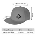 thumbnail image 2 of DouZhe Flat Brim Cap Snapback Hat, Freemason Compass Eye Prints Adjustable Gray Adult Baseball Cap, 2 of 6