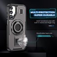 thumbnail image 6 of for Samsung Galaxy S24 FE Case with Rotatable Ring Stand [Military Grade Heavy Duty Shockproof Protective] Finger Ring Heat Breathable Carbon Fiber Texture Rugged Cover for Galaxy S24 FE, Gray, 6 of 9