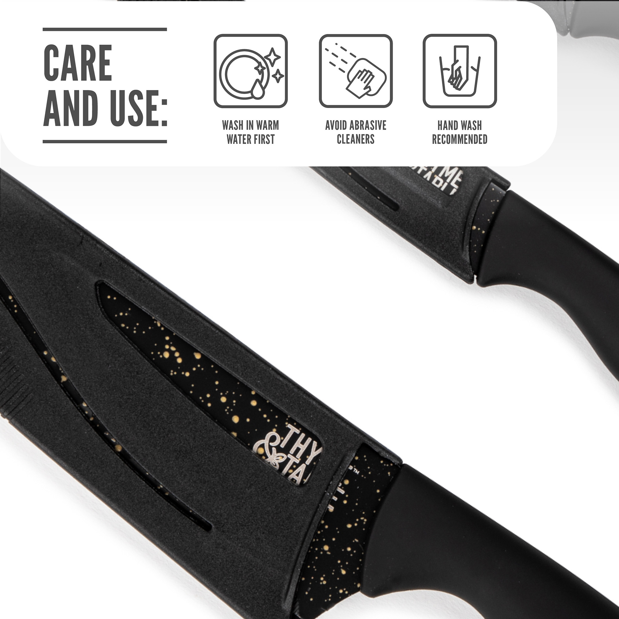 Thyme & Table 3-Piece Kitchen Knife Set With Sheaths photo 2