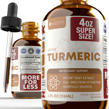 Active Turmeric 4oz XL Super Size Liquid Extract | Natural Curcumin | Supports Joint Health | Rejuvica Health