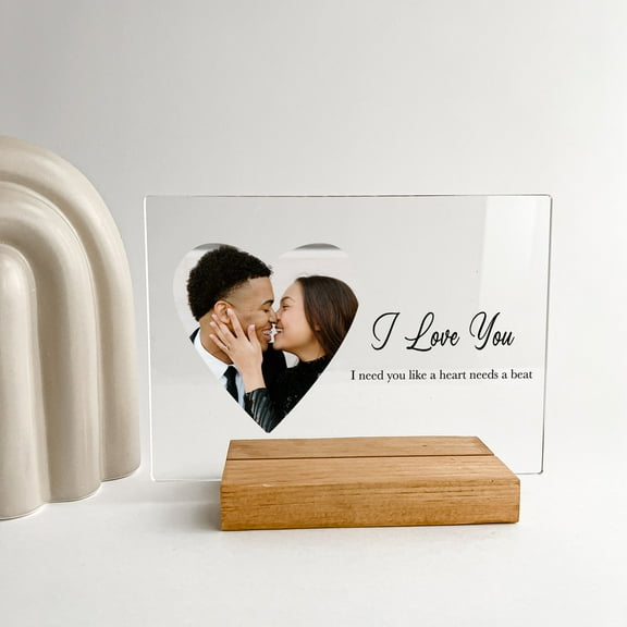 Custom Personalized Photo Picture Plaque, Wedding Anniversary Engagement Home Dcor for Her Custom Wood Stand Engrave Couple Gift, Christmas