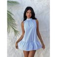 thumbnail image 4 of Blue And White Striped Sleeveless Shirt Dress With Ruffle Hem And Tie Back, 4 of 8