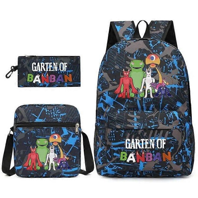 Three-piece Set Garten Of Banban Game Peripheral Two-dimensional Backpack Student Schoolbag Shoulder Bag Pencil Case