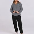 thumbnail image 6 of Sweatsuits for Women 2 Piece Tracksuits Full-zip Hoodie Jacket & Sweat Pant Sets Loose Sports Outfits, Gray&Black S, 6 of 8