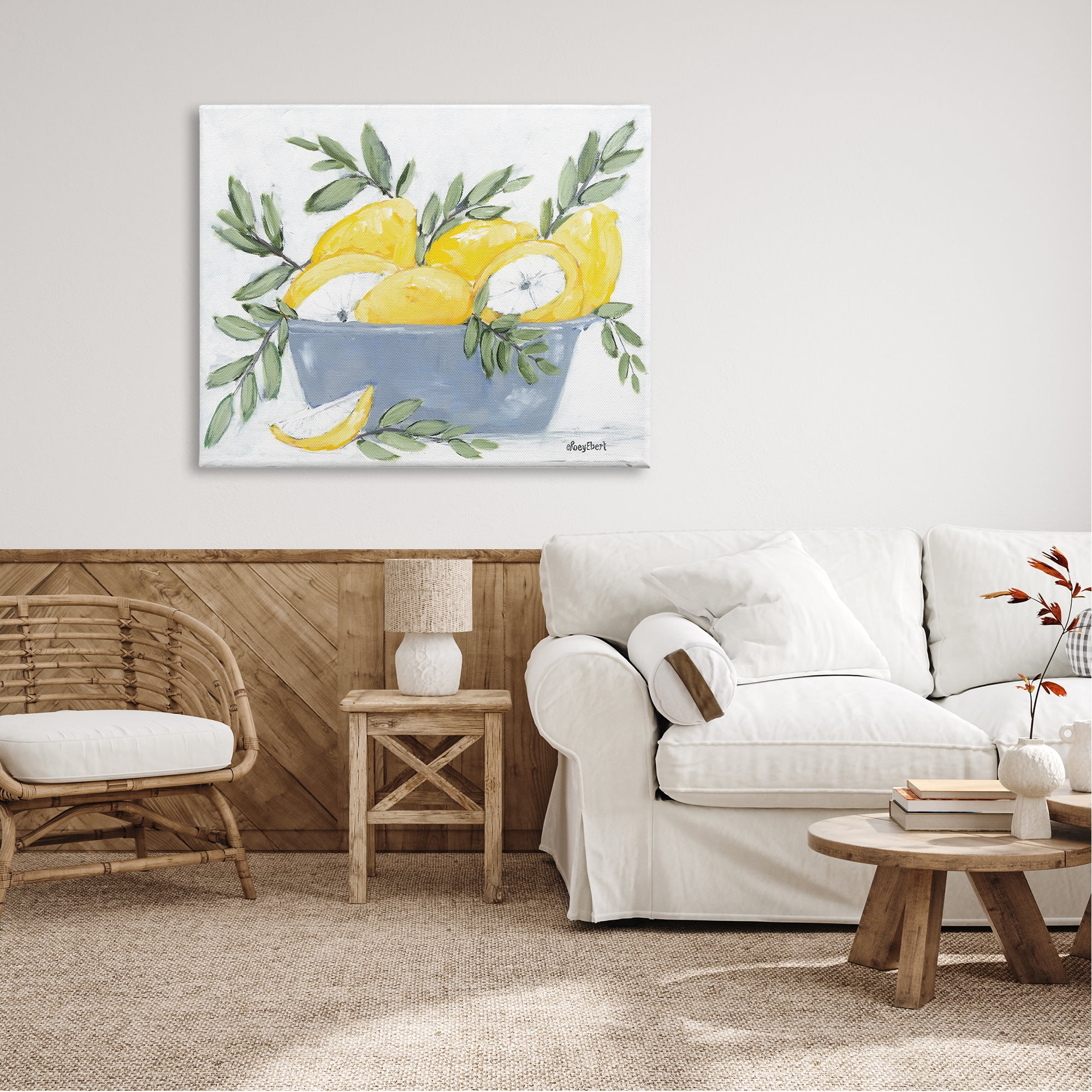 Stupell Industries Yellow Country Lemons Painterly Green Leaves, 48 x 36, Design by Roey Ebert