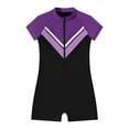 thumbnail image 3 of YONGHS Kids Girls Short Sleeve Zipper One Piece Swimsuit Beach Bathing Suit Swimming Training Jumpsuit Purple-B 6, 3 of 5