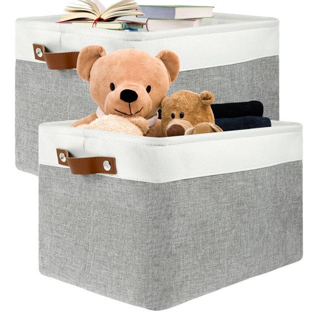 2Pcs Storage Bins Collapsible Storage Baskets Large Capacity Closet Storage Bins with Handles Multipurpose Clothes Organizer Box Linen Storage Containers for Living Room Bedroom Bathroom