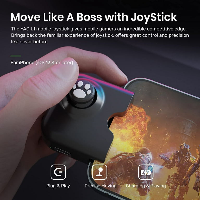 IFYOO YAO L1 Pro Mobile Game Controller Joystick for iPhone (iOS 13.4 or  Later), Gaming Gamepad for PUBGG Mobile, Call of Duty Mobile(CODM), Wild