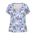 thumbnail image 7 of Womens Summer Tops 2026 V Neck Short Sleeve Shirts Trendy Dressy Casual Hawaiia Floral Vacation Outfits Printed, 7 of 7
