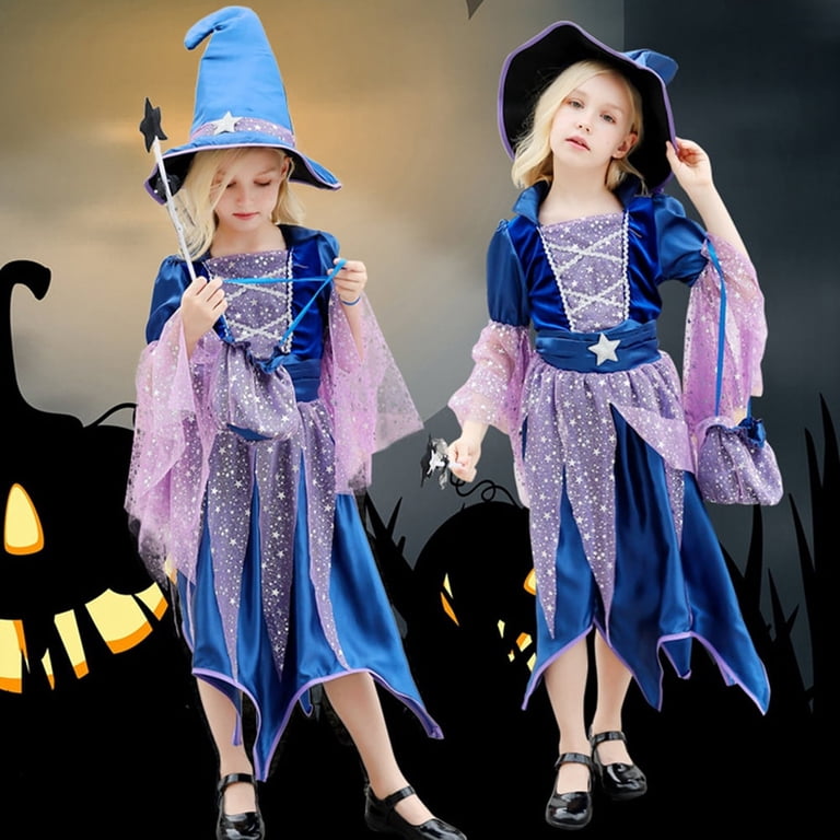 cute dress halloween costumes RIJOPUTY Girls Princess Dress Girls Witch Red Halloween Dress Halloween  Costume Set with Hat Candy Bag Stick Fancy Party Dress up Outfit Festive  Size 7 Girls Clothes
