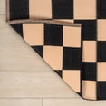 thumbnail image 6 of JONATHAN Y Meadow Grace Polypropylene Bishop Geometric Checker Waterproof Reversible Foldable Plastic Straw Outdoor Area Rug for Patio with Handheld Bag, 5' x 8', Black and Cream MDW103A-5, 6 of 9