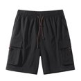 thumbnail image 4 of Domuza Men's Sport Shorts Elastic Waistband Drawstring Big and Tall Shorts Summer Casual Work Shorts with Drawstring Pockets Black M, 4 of 4