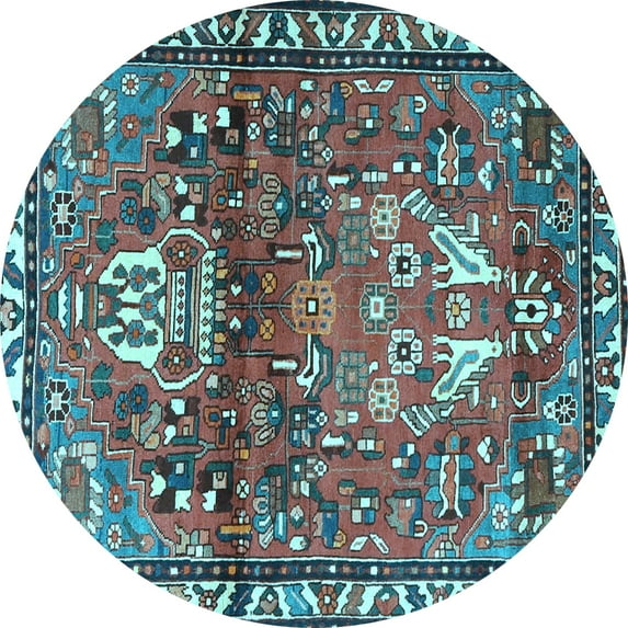 Ahgly Company Indoor Round Persian Light Blue Traditional Area Rugs, 6' Round