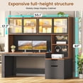 thumbnail image 6 of Modern Computer Desk with 2 Wood Drawers and Hutch, 23.6"W Executive Desk with Display Cabinet and LED Lights for Home Office, 6 of 7