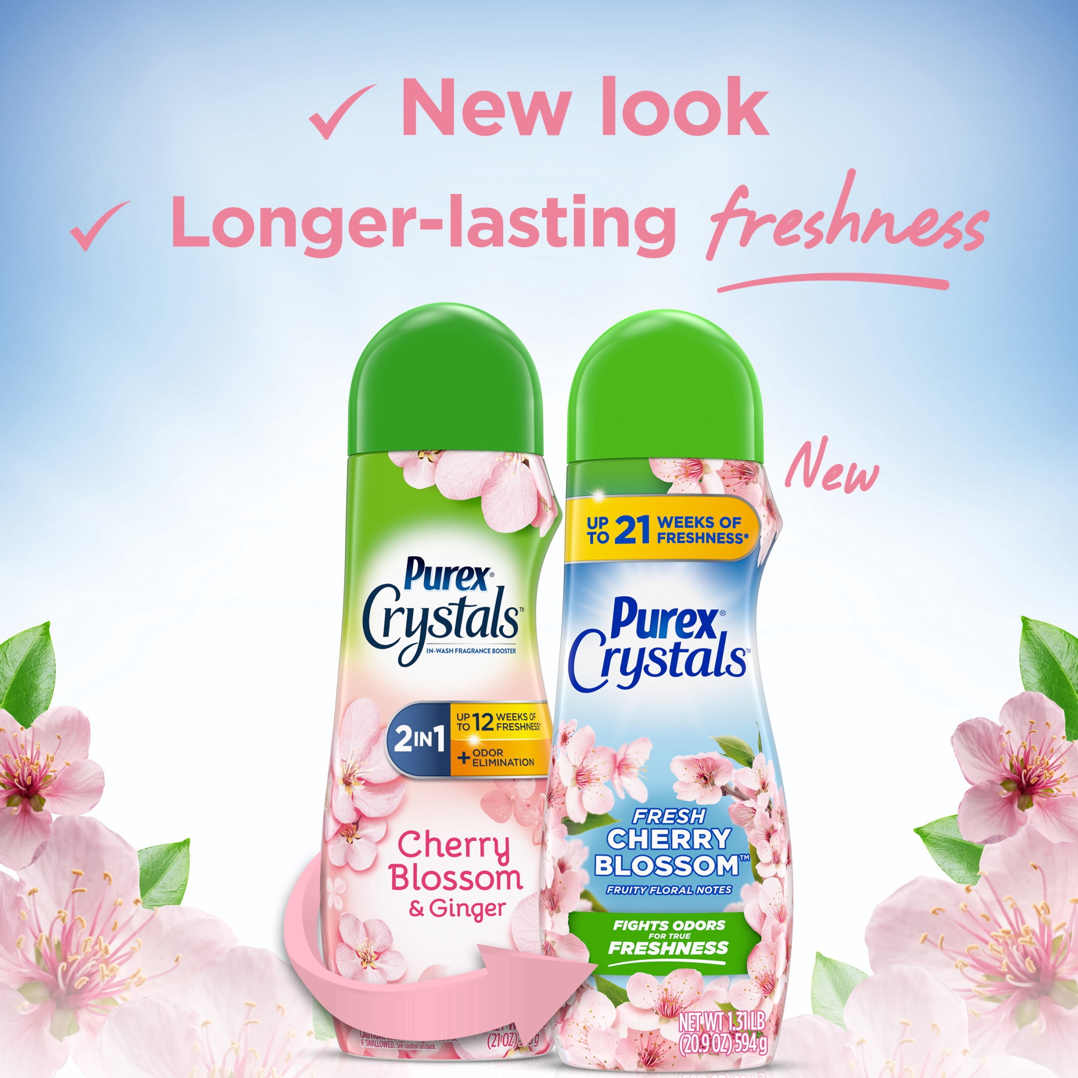 (3 pack) Purex Crystals Scent Booster, Fresh Cherry Blossom, 21oz