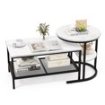 thumbnail image 6 of Amijoy a Coffee Table Set Of 2, Detachable Rectangular Table And Round Table Set, Artificial Marble Tabletop, Metal Frame, Black And White Color, 6 of 7