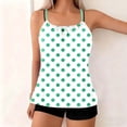 thumbnail image 4 of Womens Bikinis Women's Cute Tankini Set Polka Printed Cami Strap Top with High Waist Boyshorts Vintage Beach Swimsuit Green L, 4 of 6