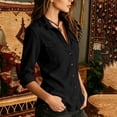 thumbnail image 4 of Elwylmiz Women's Striped Button Down Shirts Collared Long Sleeve Tops with Chest Pockets Casual Work Shirt, 4 of 7