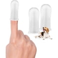 thumbnail image 1 of Juego de 2 cepillos de dientes de silicona suave para mascotas con sistema de limpieza de 360°, color blanco., 1 of 5