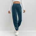 thumbnail image 4 of Lenpel Women's Velour Joggers Soft Casual Elastic High Waisted Tapered Velvet Sweatpants Comfy Lounge Pants with Pockets(Blue,Medium), 4 of 6