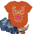 thumbnail image 6 of larppty Christmas Shirts for Women 2025,Christmas Reindeer Print Xmas Holiday Tees Cute Graphic Short Sleeve Tops (Orange, 3XL), 6 of 6