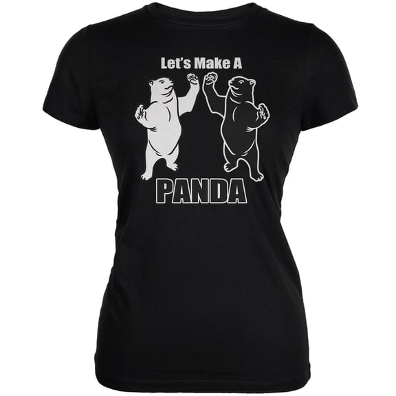 Let's Make a Panda Funny Black Juniors Soft T-Shirt - Medium