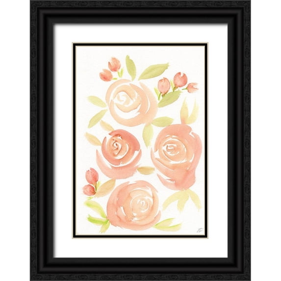 Lee, Judson 18x24 Black Ornate Wood Framed with Double Matting Museum Art Print Titled - Pale Roses