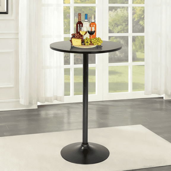 BORGEBY Round Bar Table with MDF Top & Metal Base, 38.9" Height Counter Height Bistro Pub Table Small Breakfast Table for Kitchen, Dining Room, Black