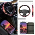thumbnail image 3 of Jeiento Hawaii Palm Tree 17 Pcs Car Seat Cover Full Sets, Sunset Front Rear Covers, Floor Mats, Steering Wheel Cover, Armrest Pad, Seat Belt Pads, Coaster, Universal Fit Auto Interior Accessories, 3 of 8