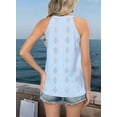 thumbnail image 6 of Tank Top for Women Loose Fit High Neck Sleeveless Halter Tops Casual Eyelet Summer Flowy Shirts Blouse Light blue XXL, 6 of 8