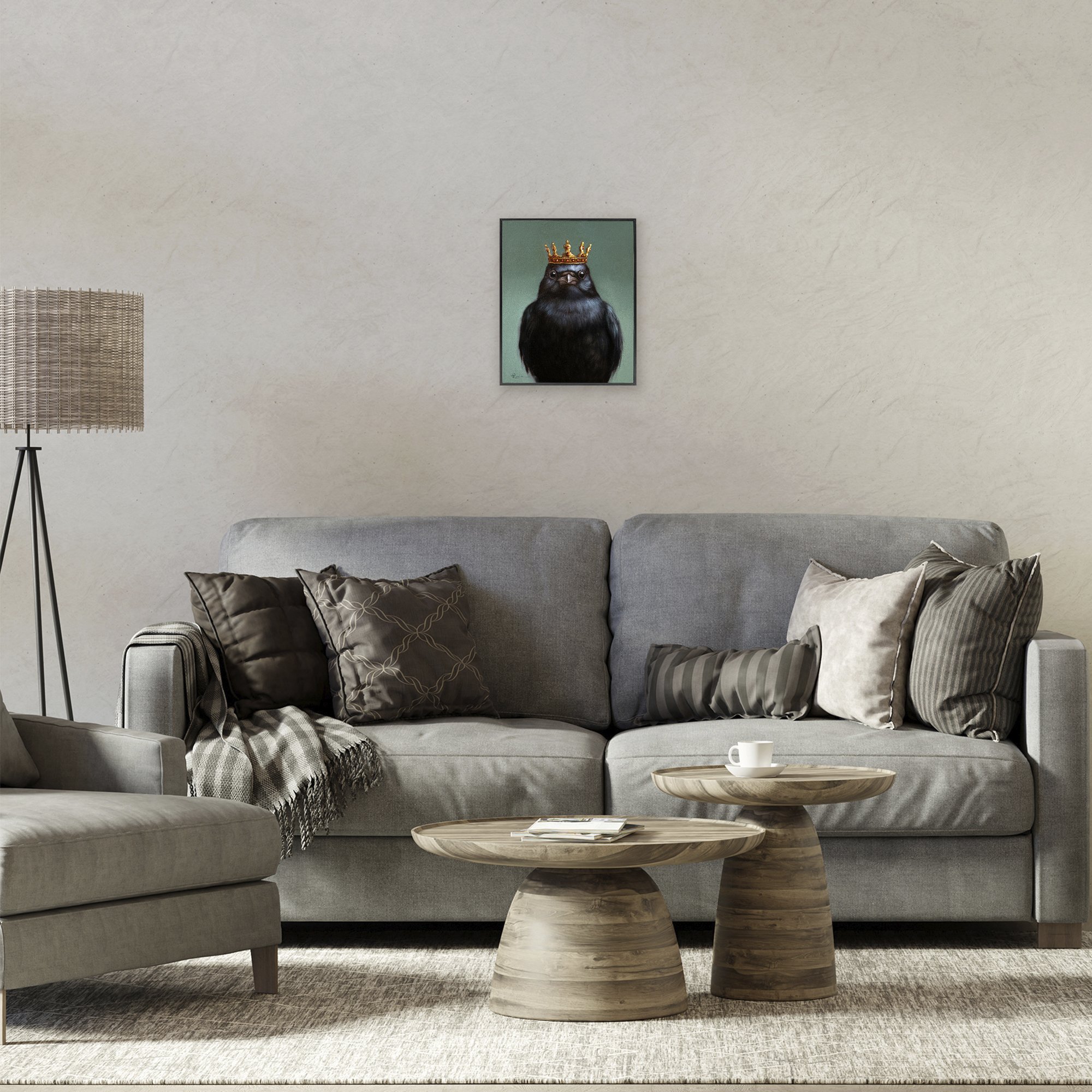 King Crow Portrait Black Framed Giclee Art, design by Lucia Heffernan