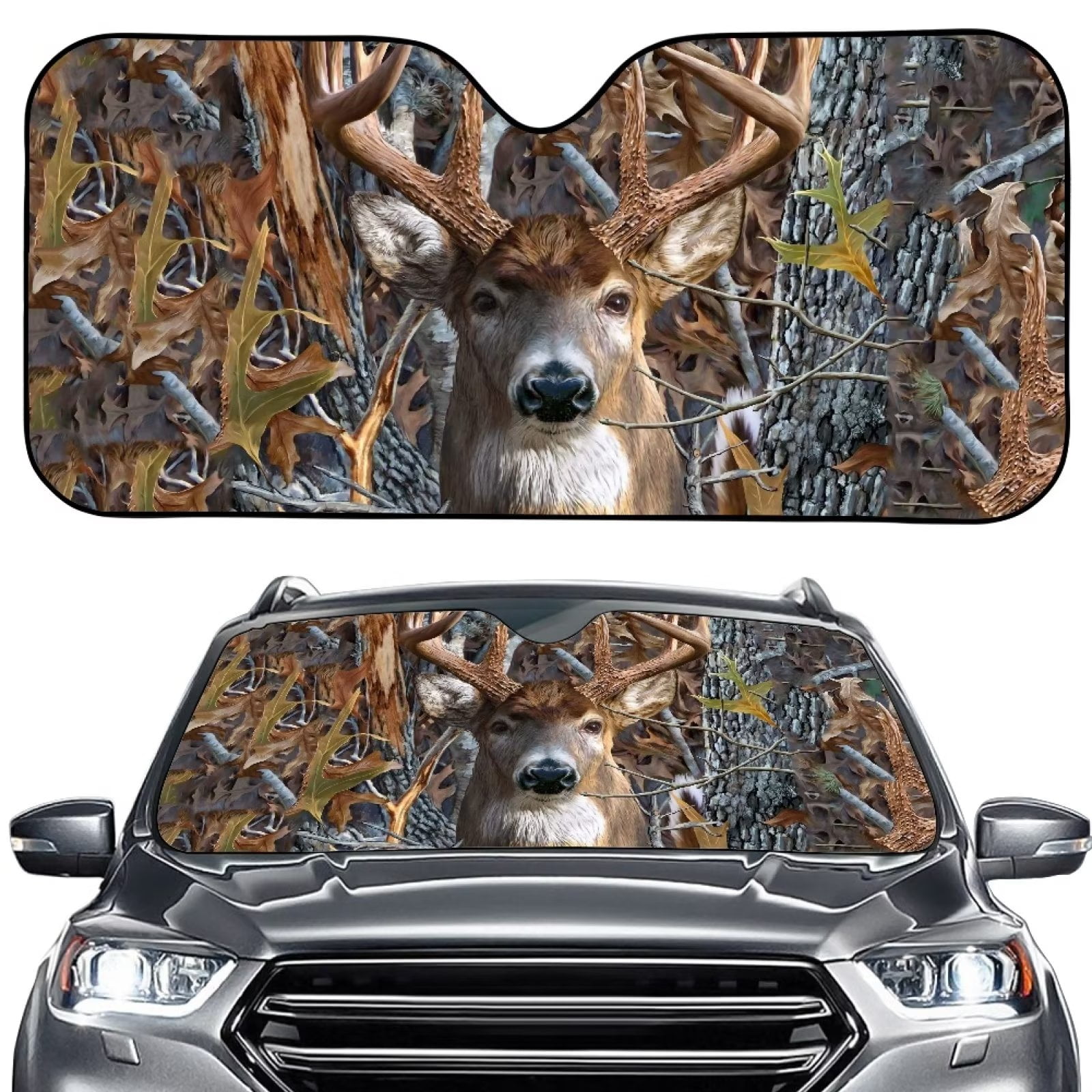 NETILGEN Forest Tree David's Deer Sunshade for Car Windshield Fit Truck ...