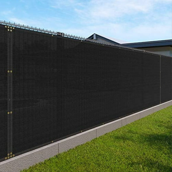Windscreen4less Heavy Duty Privacy Screen Fence in Color Solid Black 5' x 25' Brass Grommets 150 GSM - Customized
