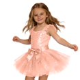 thumbnail image 4 of Huowey Girls Carnival Dance Tutu Skirt Sequins Glitter Cute Bow Layered Ballet Party Trendy Tulle Mini Skirt,Orange,4-8 Years, 4 of 4